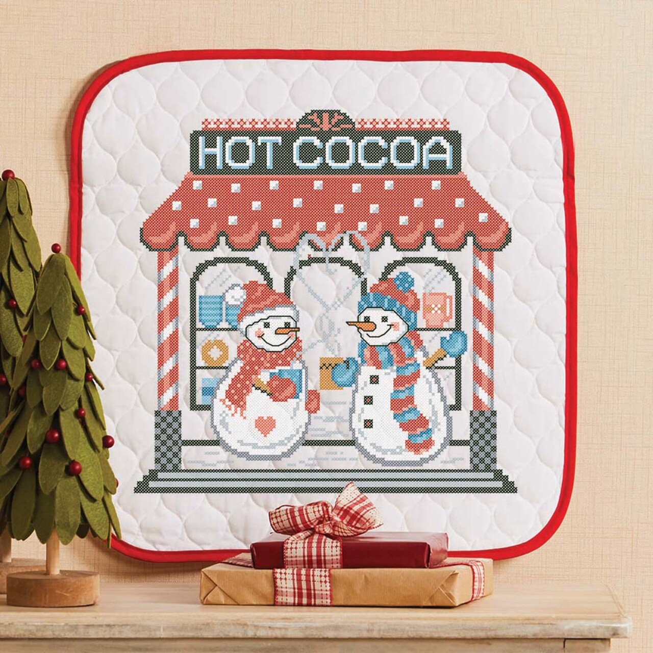 Herrschners Cozy Cocoa Hut Wall Hanging Stamped Cross-Stitch Kit